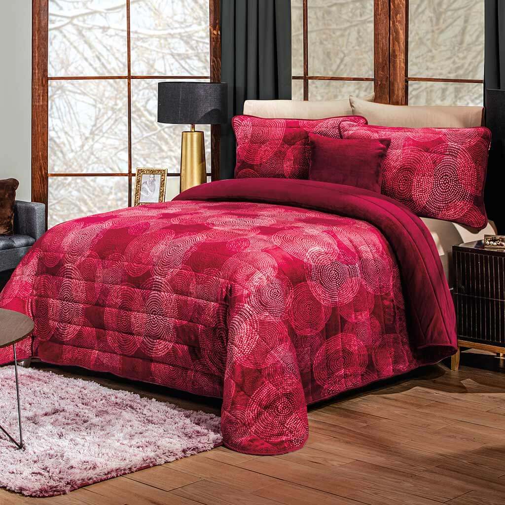 Fancy Collection Juego de cobertor de cama de lujo, de 3 piezas: cobertor  bordado y fundas para almohadas, color rojo liso, tamaño grande.